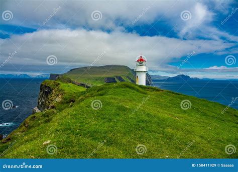 Mykines Island Lighthouse and Island, Faroe Islands Stock Image - Image ...