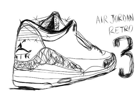 Air Jordans Retro 3 Rough Sketch By True2art