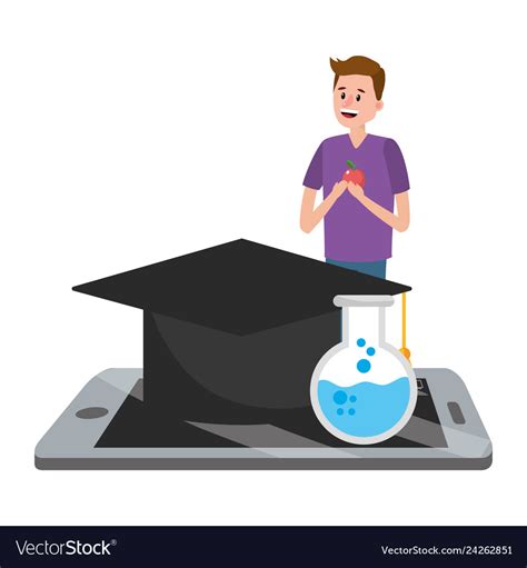 Online education cartoon Royalty Free Vector Image