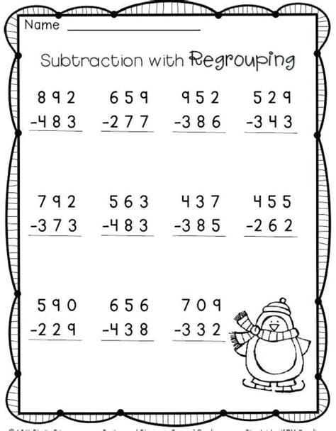 Subtraction Worksheet With Regrouping Grade