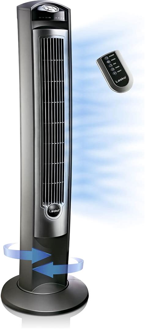 Lasko 42 Wind Curve Platinum W Remote And Air Ionizer Nero Argento