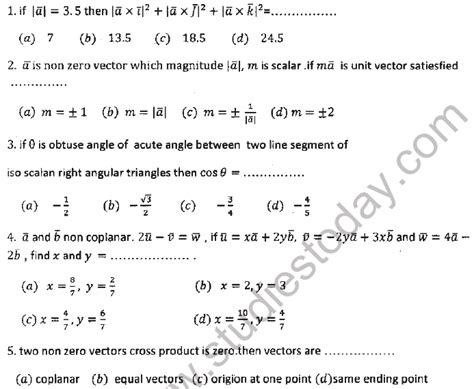 Jee Mathematics Vectors Mcqs Set A Multiple Choice Questions