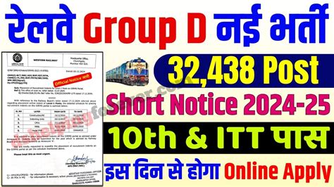 RRB Railway Group D Recruitment 2024 Notification Out For 32438 Post