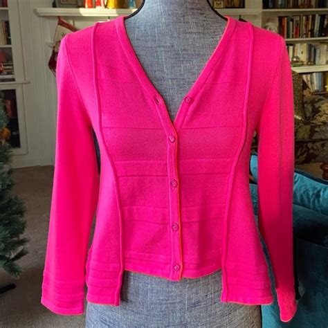 Nanette Lepore Sweaters Nanette Lepore Oolong Hot Pink Knit Cardigan Poshmark
