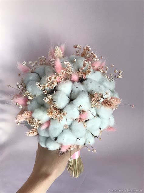 Букет из сухоцветов "Хлопок и Лагурус" свадебный в интернет-магазине на ...