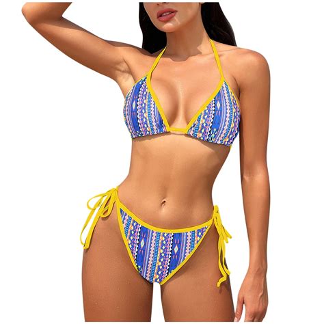 WREESH Womens Two Piece Swimsuit String Bikini Sets Halter Backless