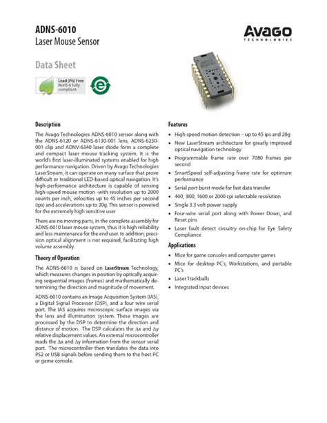 Adns Datasheet Laser Mouse Sensor