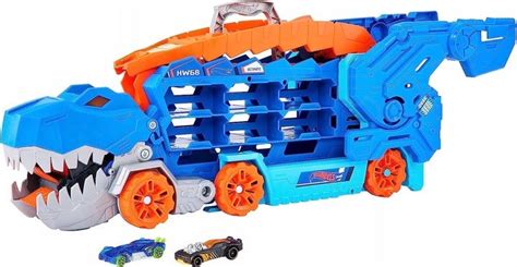 HOT WHEELS T REX MEGA TRANSPORTER TORY WYŚCIGOWE 218507055 ERLI pl