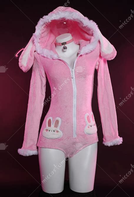 Cute Bunny Bodycon Romper Kawaii Pink Furry Bodysuit Top Quality Lingerie Homewear For Sale