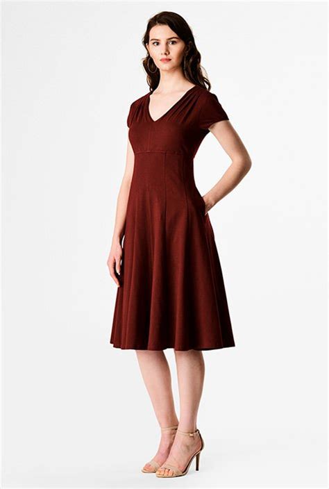 Shop Empire Cotton Knit Fit And Flare Dress Eshakti