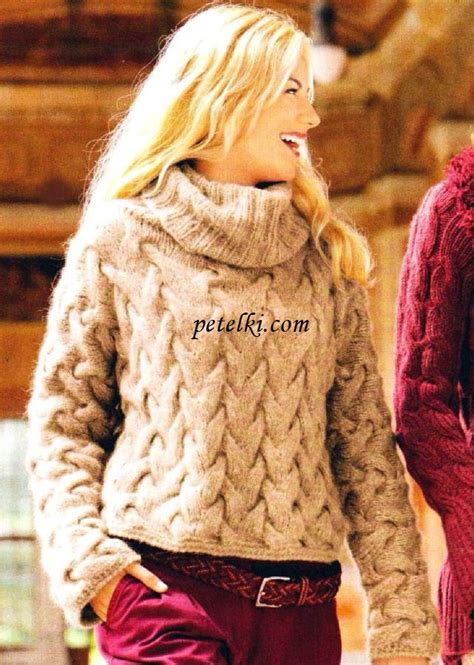 Свитер с косами вязаный через плечи | Sweaters, Sweaters for women ...