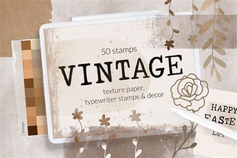 Vintage Paper Textures Typewriter Letter Stamps Design Cuts