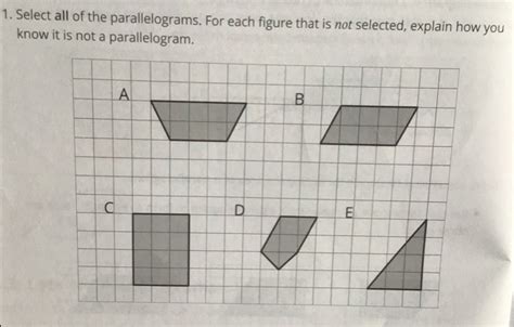 Solved Select All Of The Parallelograms For Each Figure That Is Not