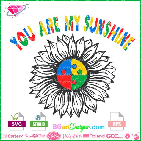 Autism Awareness Svg Autism Sunflower Svg Autism Puzzle Svg Png Art