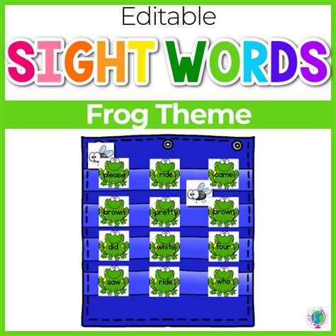 Sight Word Editable Hide Seek Pocket Chart Cards Frog Theme Life