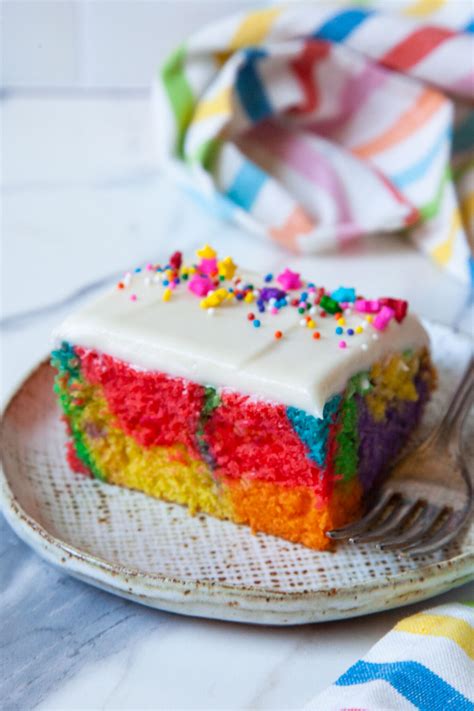 Rainbow Sheet Cake Rainbow Sheet Cake Recipe Eat The Love