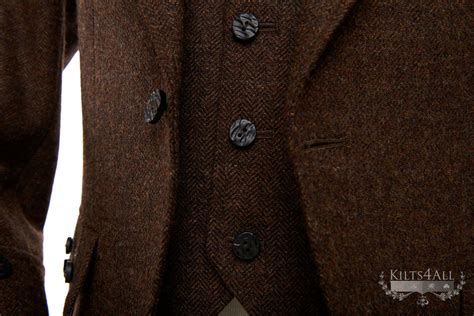 Mens Brown Herringbone Tweed Highland Argyll Jacket And Waistcoat Kilts4all