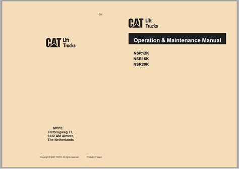 Caterpillar Lift Trucks Nsr Ki Nsr Ki Service Operation Maintenance