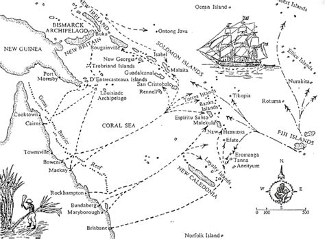 map of the South Sea islands where South Sea Islanders were 'recruited ...