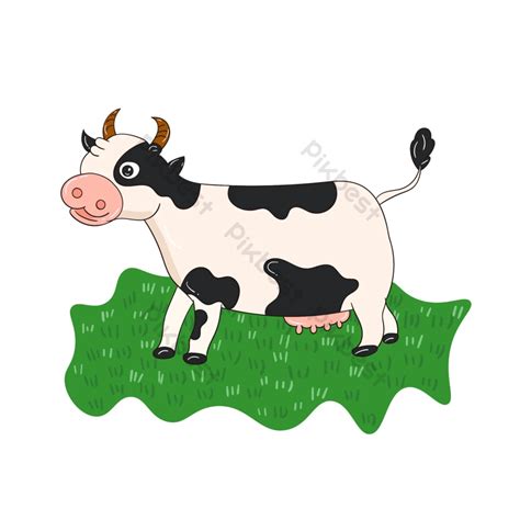 Original Cute Ranch Cartoon Cow Drawing Element Vector Ai Png Images