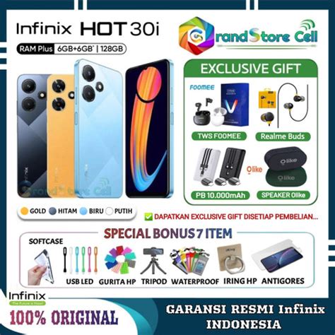 Promo INFINIX HOT 30i RAM 8 128GB RAM Plus 8GB 8GB GARANSI RESMI INFINIX 30i 8 128 PUTIH