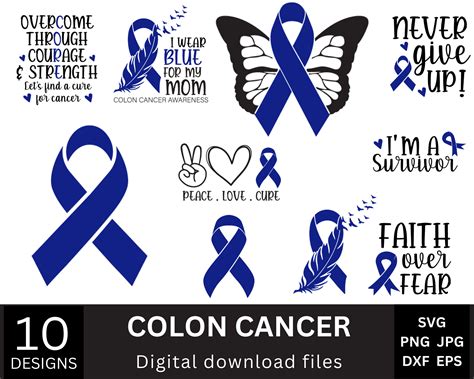 Colon Cancer Svg Cancer Awareness Svg Cancer Ribbon Svg Etsy