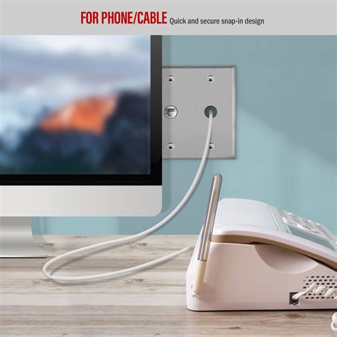 2 Gang Stainless Steel Phone Cable Wall Plate TOPGREENER