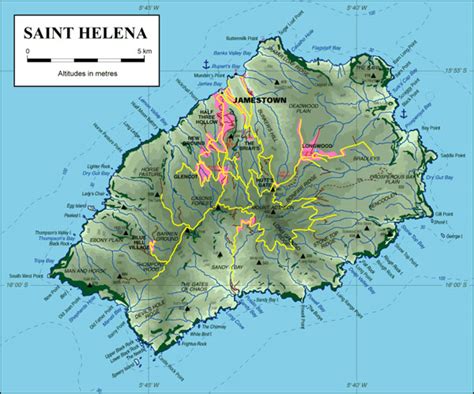 Detailed topographical map of St. Helena. St. Helena detailed ...