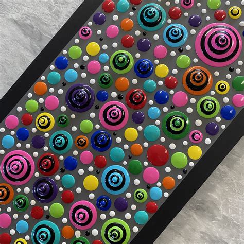 Blob Art; Spiral Festival Mega Dots on Wood Canvas - Furst Art Studio