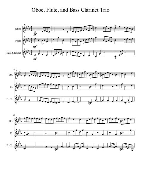 Oboe Flute And Bass Clarinet Trio Sheet Music