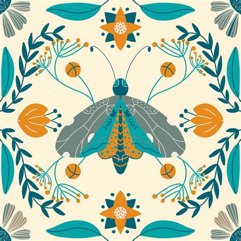 Folk Art Moths Collection On Behance