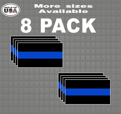 Set Of 8 Police Officer Thin Blue Line Stickers Patriotic Etsy