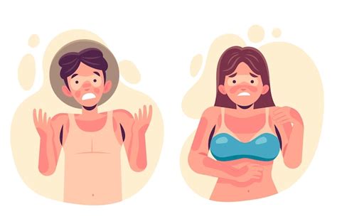 Free Vector Flat Design People With A Sunburn Illustration