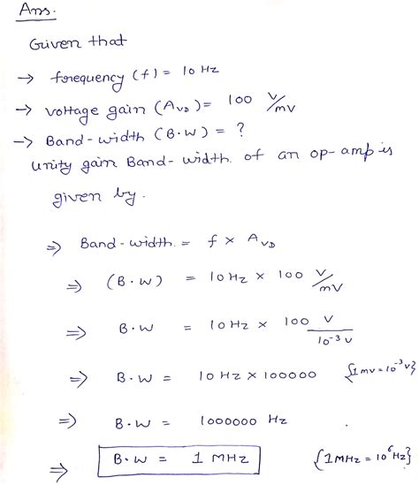 Solved Answer Only Determine The Unity Gain Bandwidth Of An Op