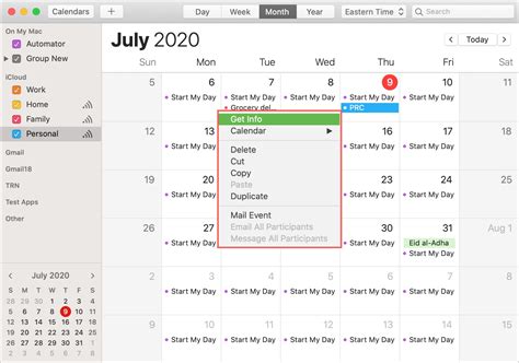 How to view Calendar events in separate windows on Mac