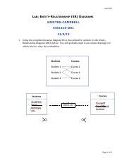 Lab Entity Relationship Er Diagrams Kristencampbell Docx Csis Lab