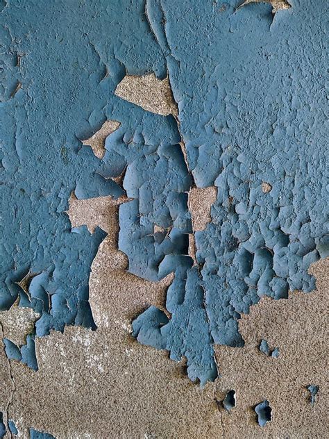 Blue Painted Background Texture Of Old Chipped Plaster On The Concrete