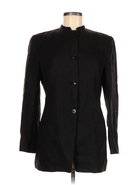 Giorgio Armani 100 Linen Solid Black Jacket Size 6 89 Off Thredup