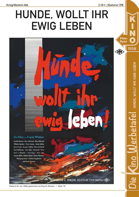 Tele Movie Shop Kinowerbetafel Hunde Wollt Ihr Ewig Leben