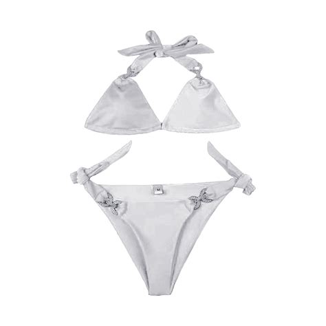 Xuapaodt Bikini Set New Sexy Solid Color Diamond Embedding Bikini