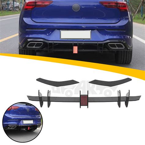 Factory Wholesale Shiny Black With Light Rear Blade Bumper Diffuser For