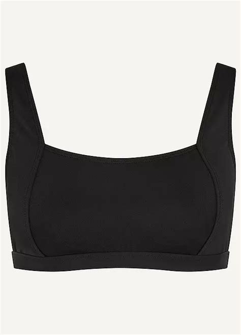 Black Square Neck Bikini Top By Accessorize Swimwear