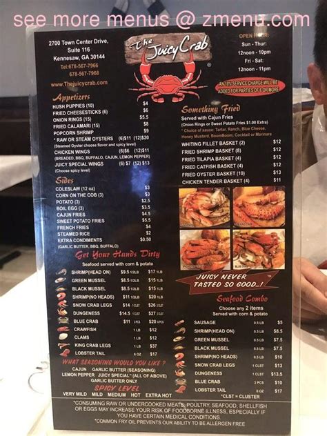 Online Menu Of The Juicy Crab Restaurant Kennesaw Georgia 30144 Zmenu