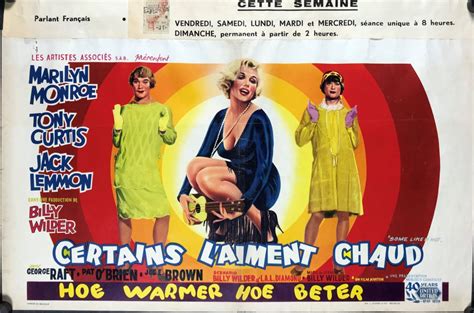 SOME LIKE IT HOT Original Belgian Movie Poster Starring Marilyn Monroe Original Vintage Movie
