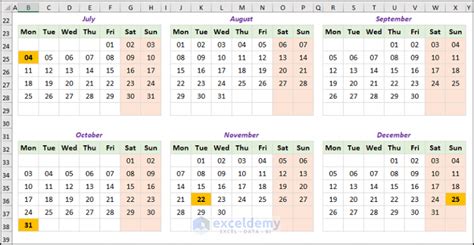 How to Create a Yearly Calendar in Excel (with Easy Steps)