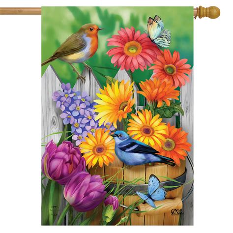 Birds And Blooms Spring House Flag - Briarwood Lane