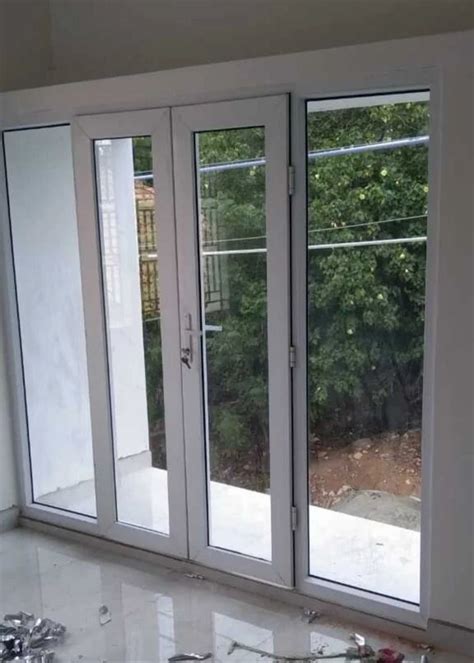 Pristine White Track Upvc Balcony Sliding Door For Home Interior At