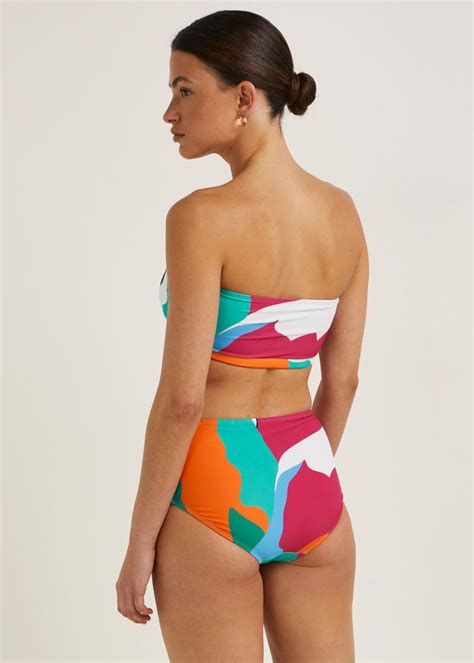 Multicoloured Abstract Print Midi Bikini Bottoms Matalan