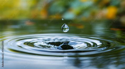 Close Up Of A Drop Of Water Falling Into Clear Still Water Forming A