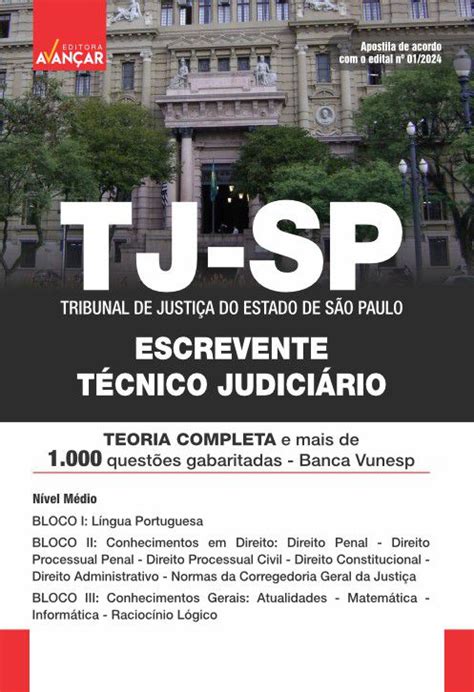 Apostila Concurso TJ SP 2024 Escrevente Técnico Judiciário Solução